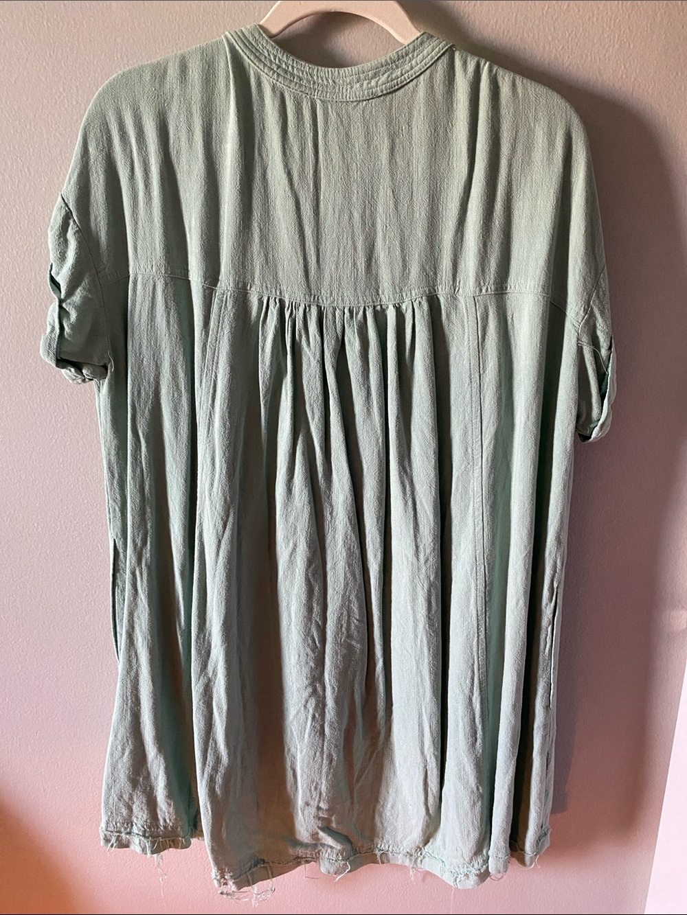 Light Sage Green Boho V-Neck Tunic - Picture 3 of 3